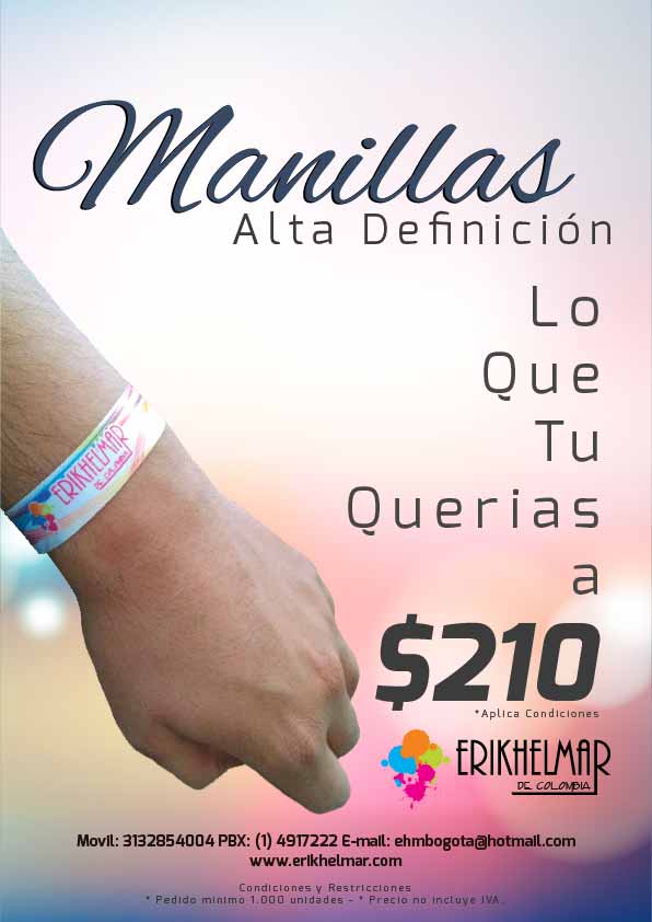 Manillas publicitarias a $210